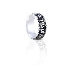 Striated Offset Silver Ring