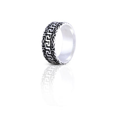 Striated Offset Silver Ring