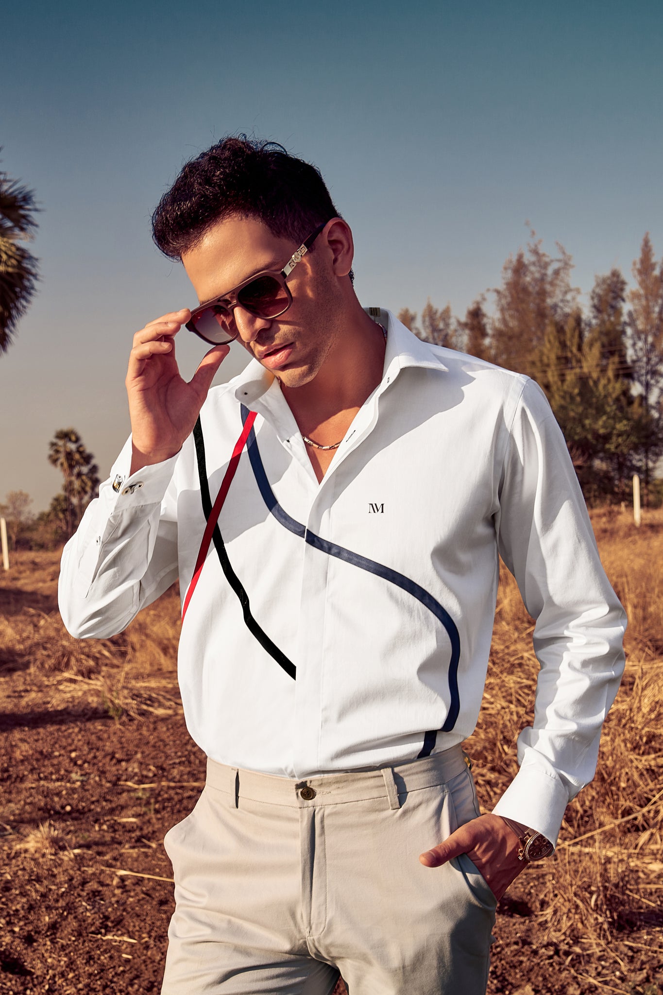 Tricolour Striped Full Sleeves Shirt