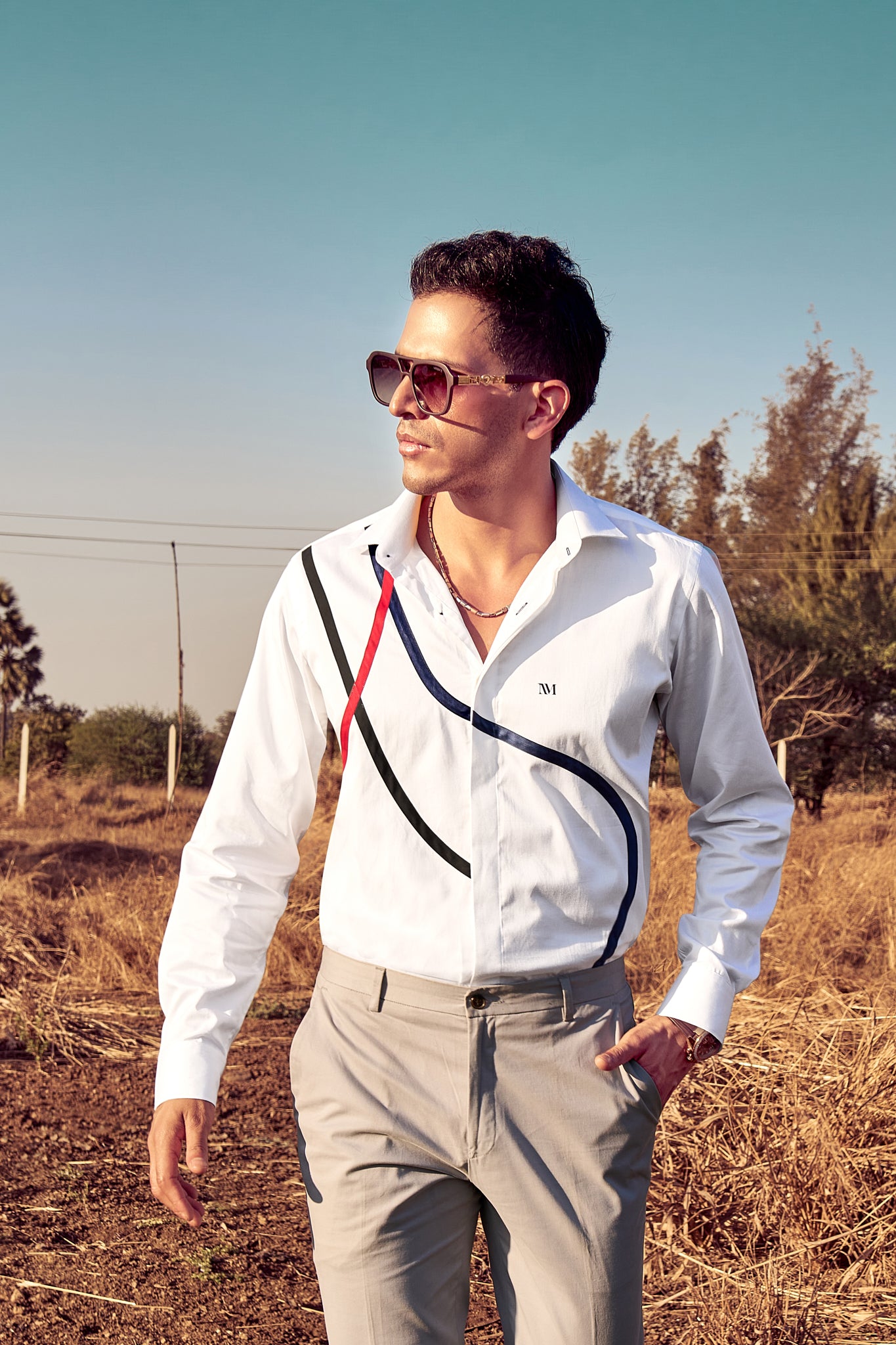 Tricolour Striped Full Sleeves Shirt