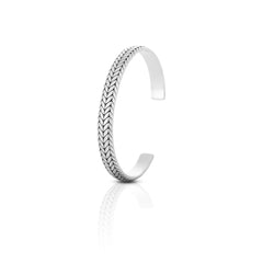 Silver Herringbone Cuff Bracelet