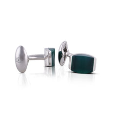 Emerald Green Silver Cufflinks