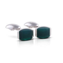 Emerald Green Silver Cufflinks