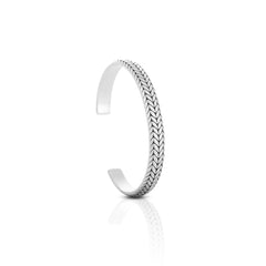Silver Herringbone Cuff Bracelet