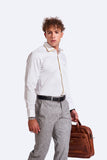 NM White Semi Formal Shirt | Plain White | Full Sleeve | Slim Fit