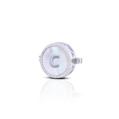 'C' Personalized Initial Silver Button Clip