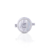 'C' Personalized Initial Silver Button Clip