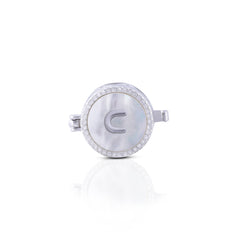 'C' Personalized Initial Silver Button Clip