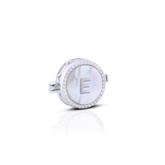 'E' Personalized Initial Silver Button Clip