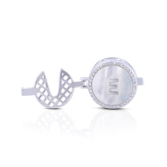 'E' Personalized Initial Silver Button Clip