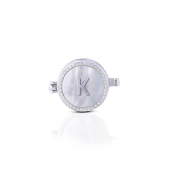 'K' Personalized Initial Silver Button Clip
