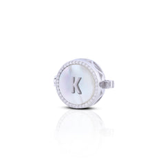 'K' Personalized Initial Silver Button Clip
