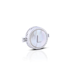 'L' Personalized Initial Silver Button Clip