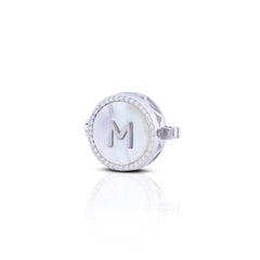 'M' Personalized Initial Silver Button Clip