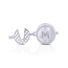 'M' Personalized Initial Silver Button Clip