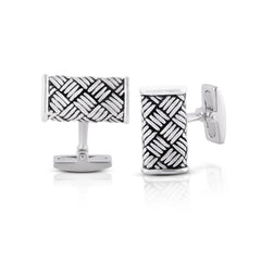 Silver Black CrissCross Cufflinks