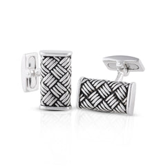 Silver Black CrissCross Cufflinks