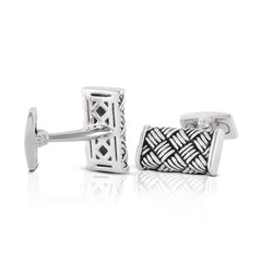 Silver Black CrissCross Cufflinks