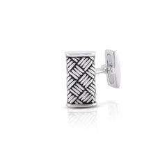 Silver Black CrissCross Cufflinks