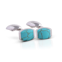 Coral Stone Silver Cufflinks
