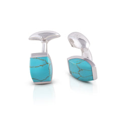 Coral Stone Silver Cufflinks