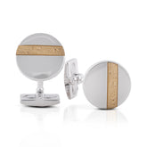 Gold Striped Circular Cufflinks