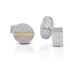 Gold Striped Circular Cufflinks