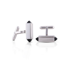 Onyx Shard Silver Cufflinks