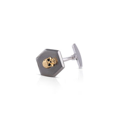 Biker Skull Silver Cufflinks (Gold)