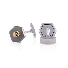 Biker Skull Silver Cufflinks (Gold)