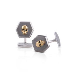 Biker Skull Silver Cufflinks (Gold)