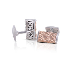Rose gold Lattice Silver Cufflinks