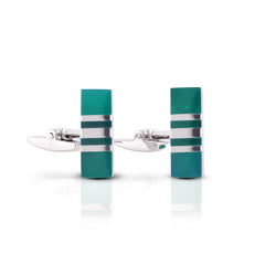 Emerald Green Striped Cufflinks
