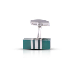 Emerald Green Striped Cufflinks