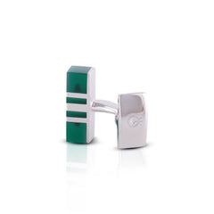 Emerald Green Striped Cufflinks