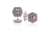 Biker Skull Silver Cufflinks (Rose gold)