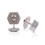 Biker Skull Silver Cufflinks (Rose gold)