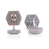 Biker Skull Silver Cufflinks (Rose gold)