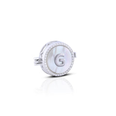 'G' Personalized Initial Silver Button Clip