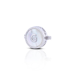 'G' Personalized Initial Silver Button Clip