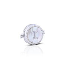 'I' Personalized Initial Silver Button Clip