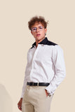 NM Black Collar Semi Formal Shirt | Full Sleeve | Luxurious Giza Cotton | Slim Fit