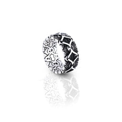Obsidian Crest Silver Ring