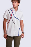 NM Tricolour Striped Semi Formal Shirt Half Sleeves