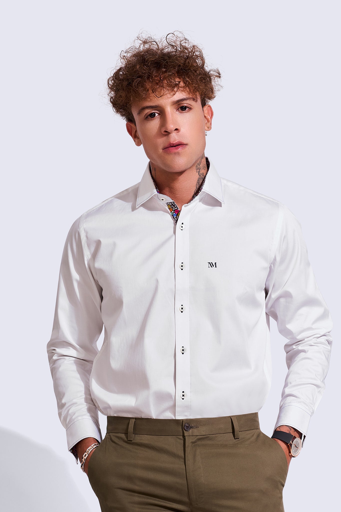 NM Solid White Semi Formal Shirt