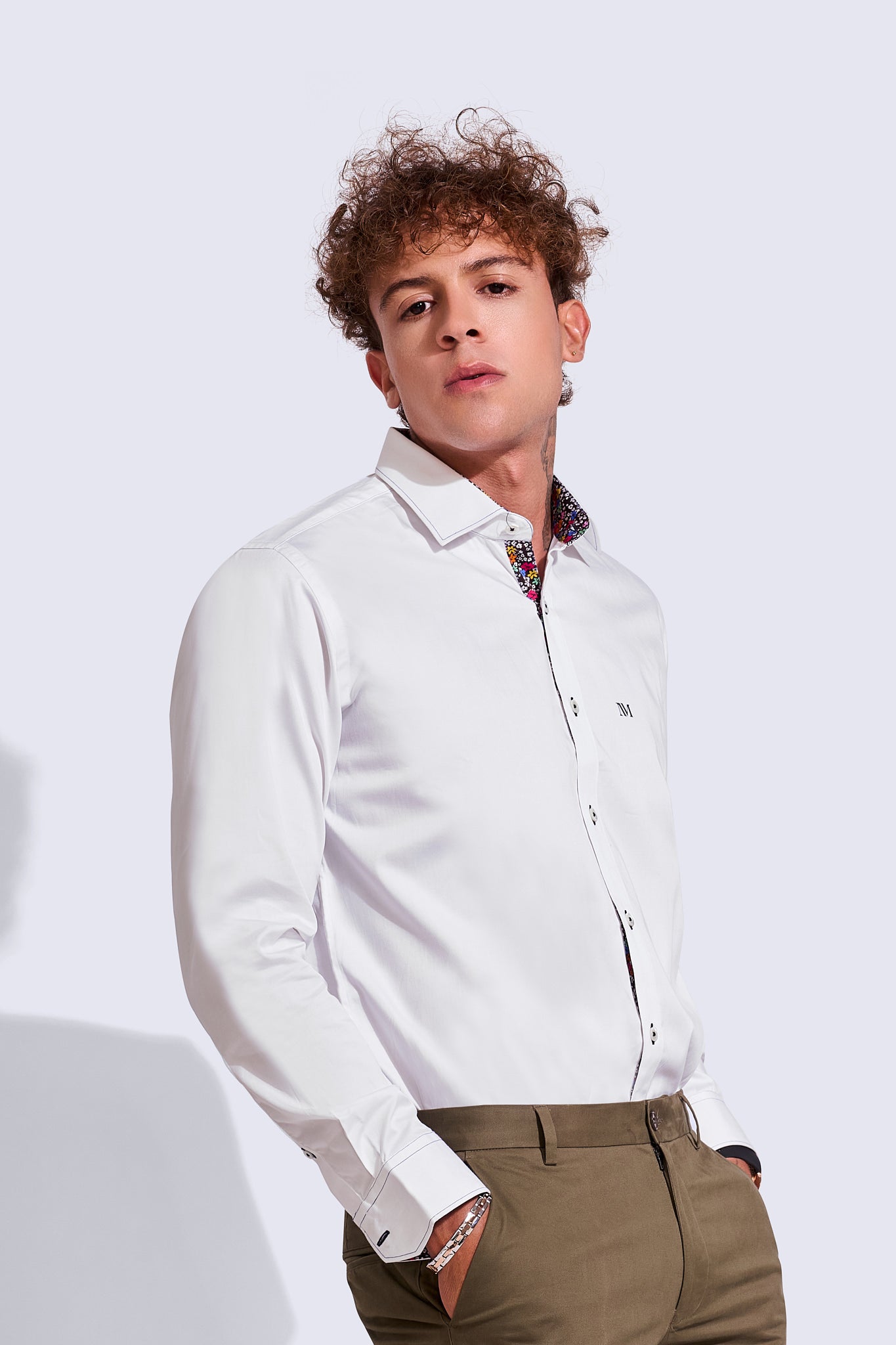 NM Solid White Semi Formal Shirt