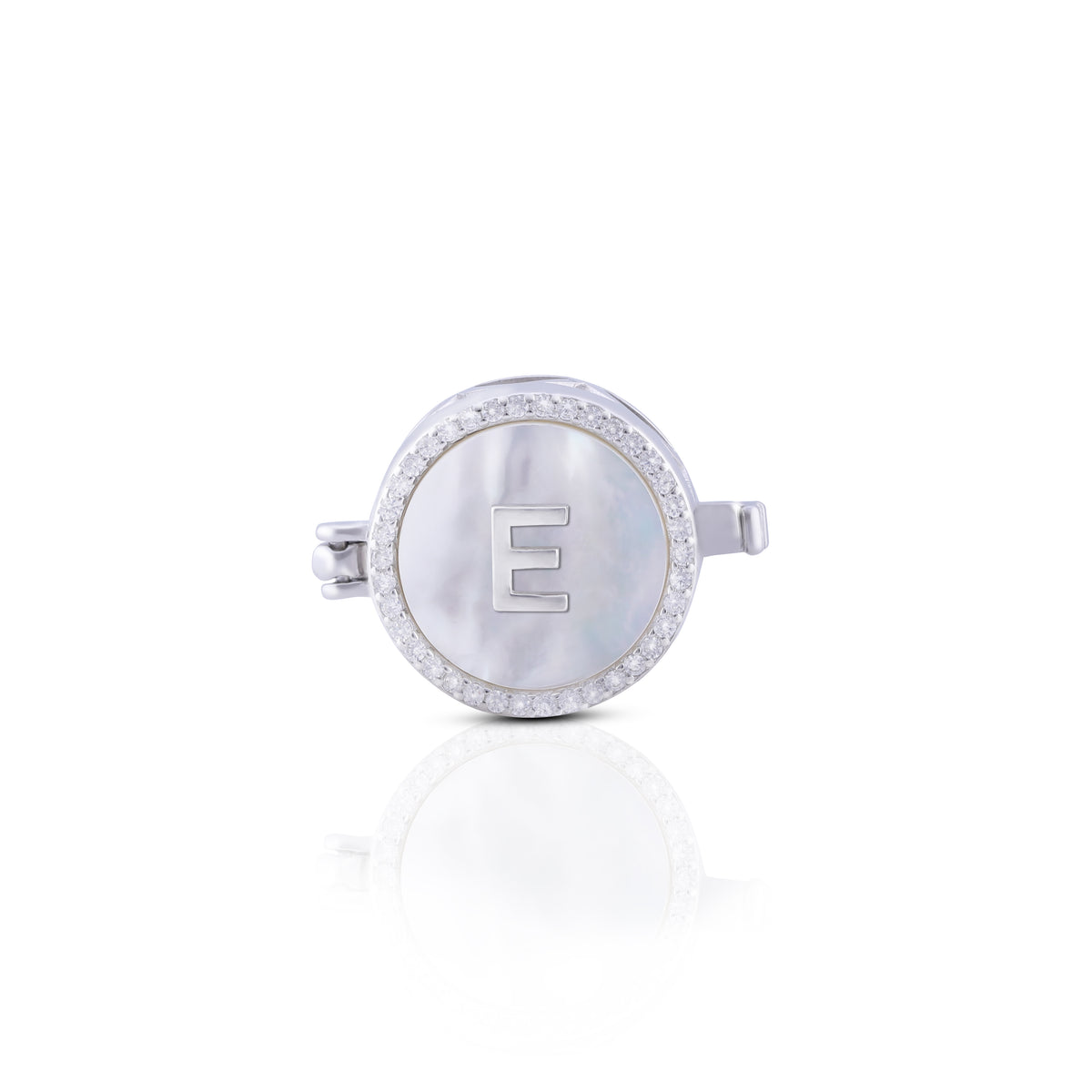 'E' Personalized Initial Silver Button Clip