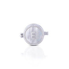 'E' Personalized Initial Silver Button Clip