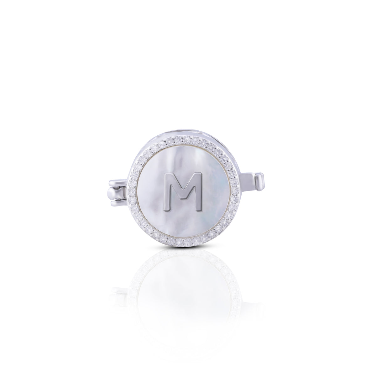 'M' Personalized Initial Silver Button Clip