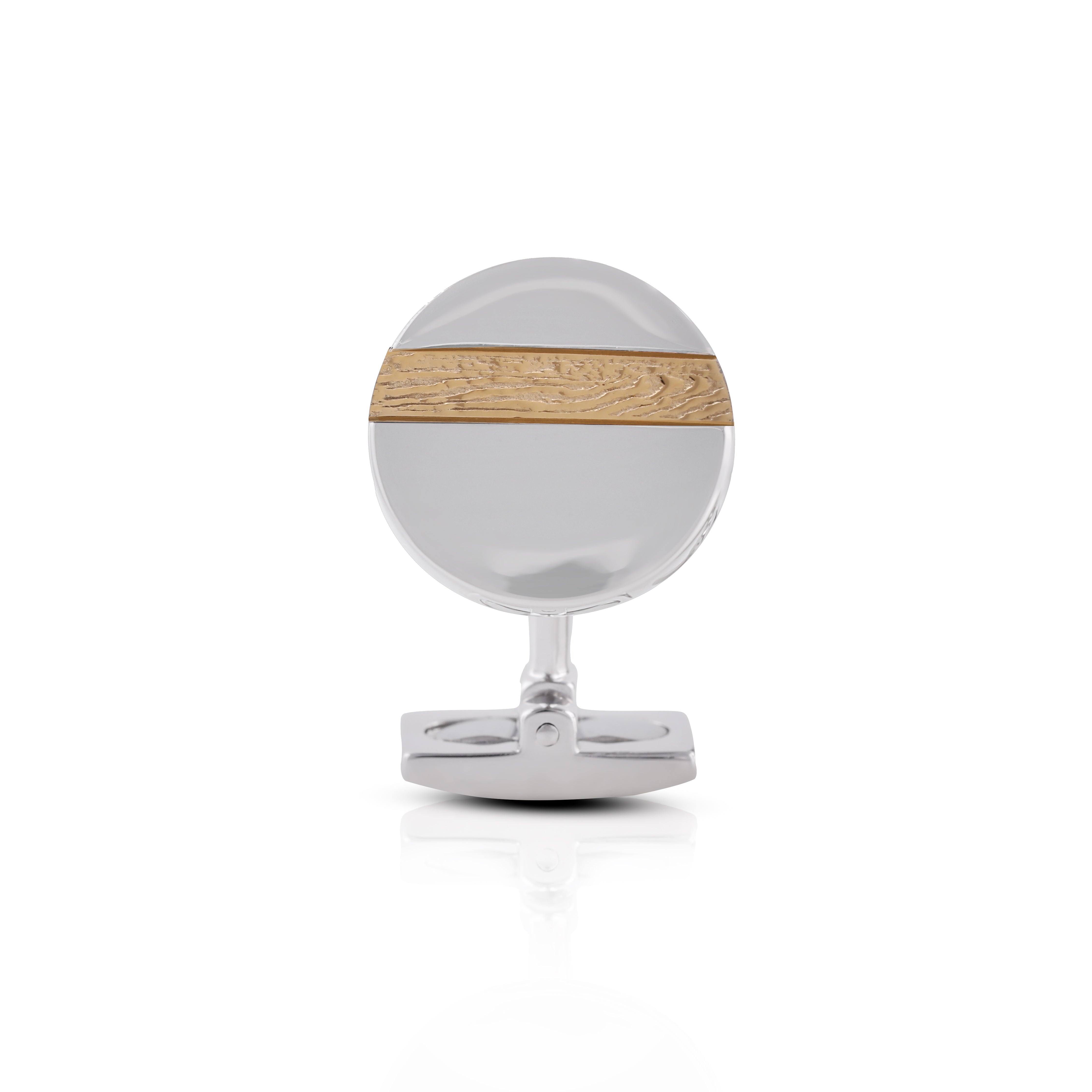 Gold Striped Circular Cufflinks